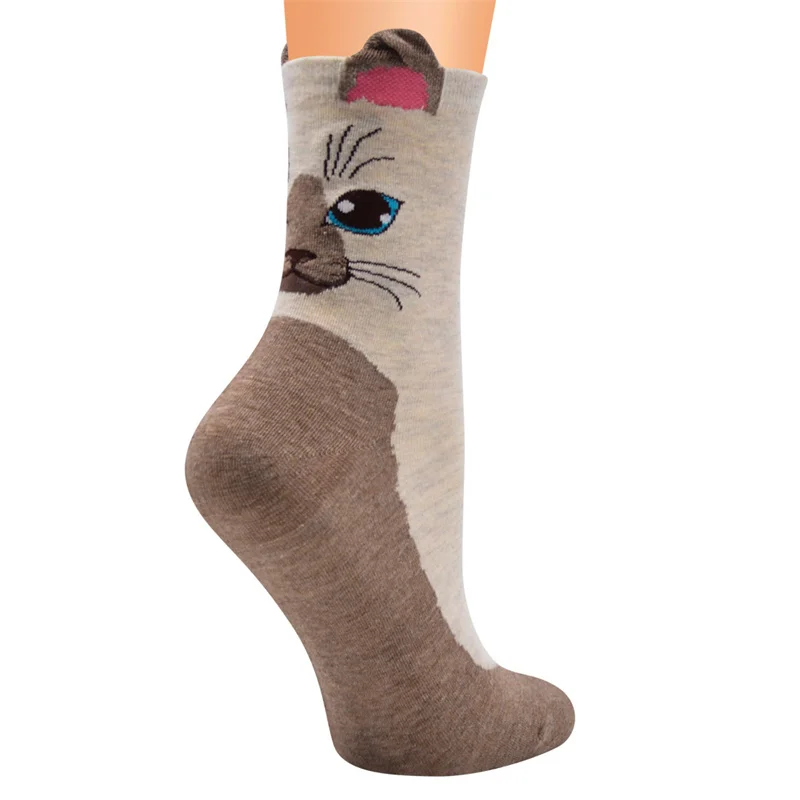 LONCENXIS Women Animal Cotton Socks Autumn Winter Colorful Cartoon Cat Patterned Female Ladies Cute Funny Korean Style Socks