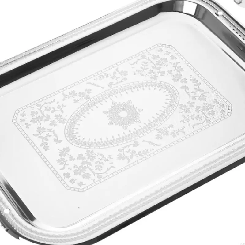 97QD Nordic Stainless Steel ที่ให้บริการถาดพร้อมกับ Handles Coffee Bar Plate Plate