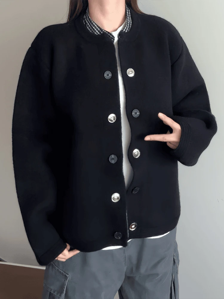 

Повседневный вязаный открытый кардиган-свитер для мужчин и женщин, пара Lazy Sle Fraance Wind Heavyweight Jaet Cleanfit