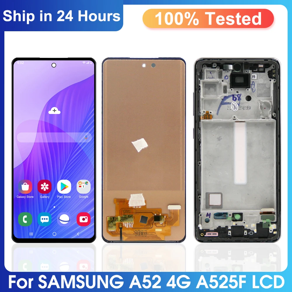 AAA+ quality TFT LCD For pantalla Samsung Galaxy A52 4G A525F/DS LCD Display Touch For Galaxy A52 SCreen Replacement with Frame