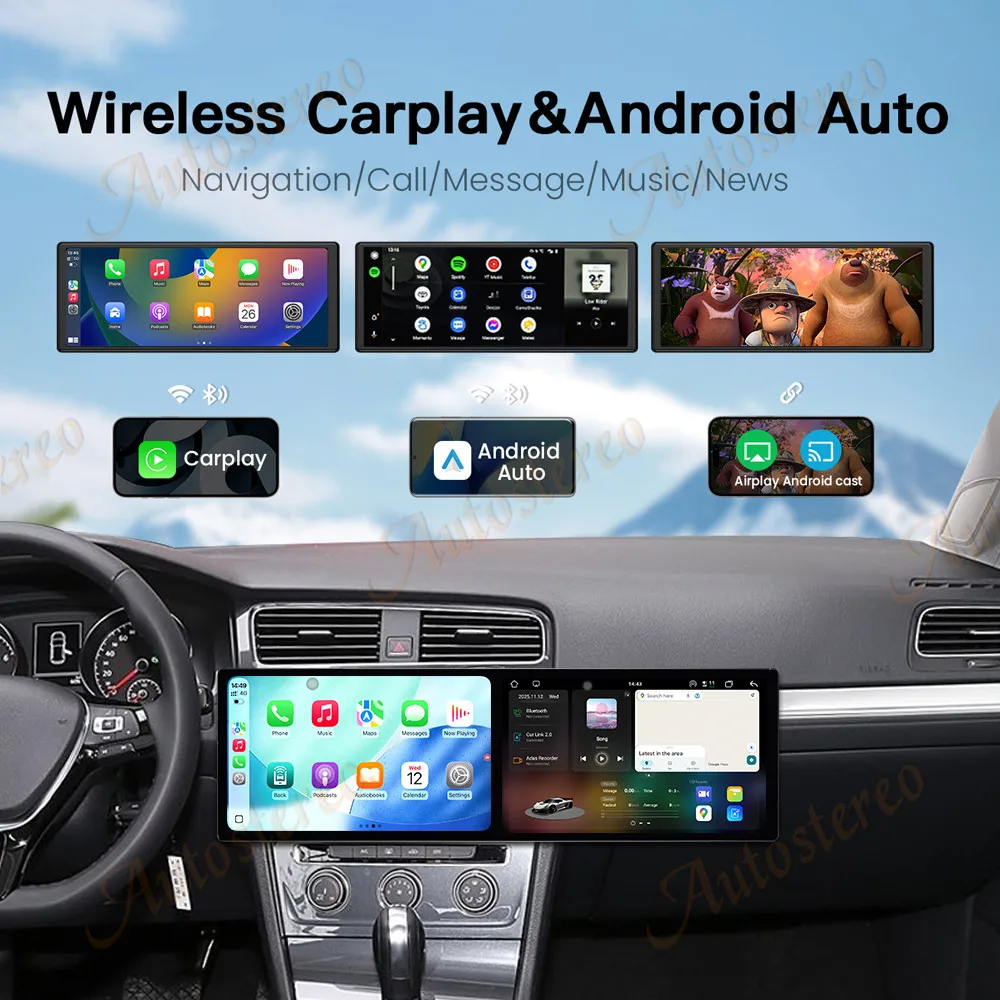 

Двойной экран 10,1 Android15 с вертикальным экраном для Volkswagen Touran L 2016-2022, автомобильный GPS-навигатор, мультимедийный плеер, головный убор