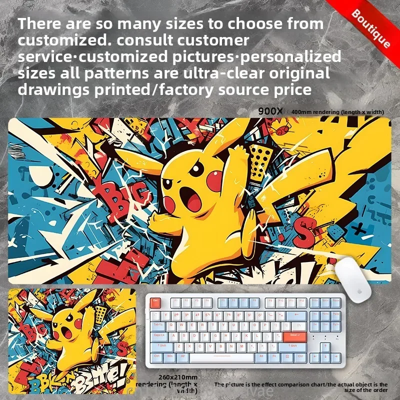 

2025Men Children Anime Pikachu Mouse Pad Leather Pokémon Table Mat Cute Male And Female Games Keyboard Pad Bedroom Dress Up PC
