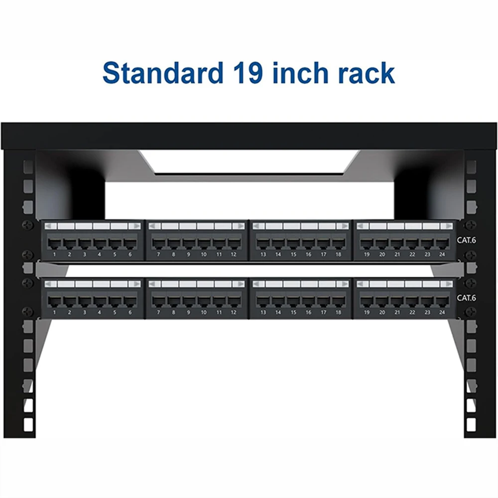 Painel de remendo ZoeRax Cat6 de 24 portas 1U Painel de remendo Ethernet RJ45 de montagem em rack ou de parede de 19 polegadas para redes Gigabit