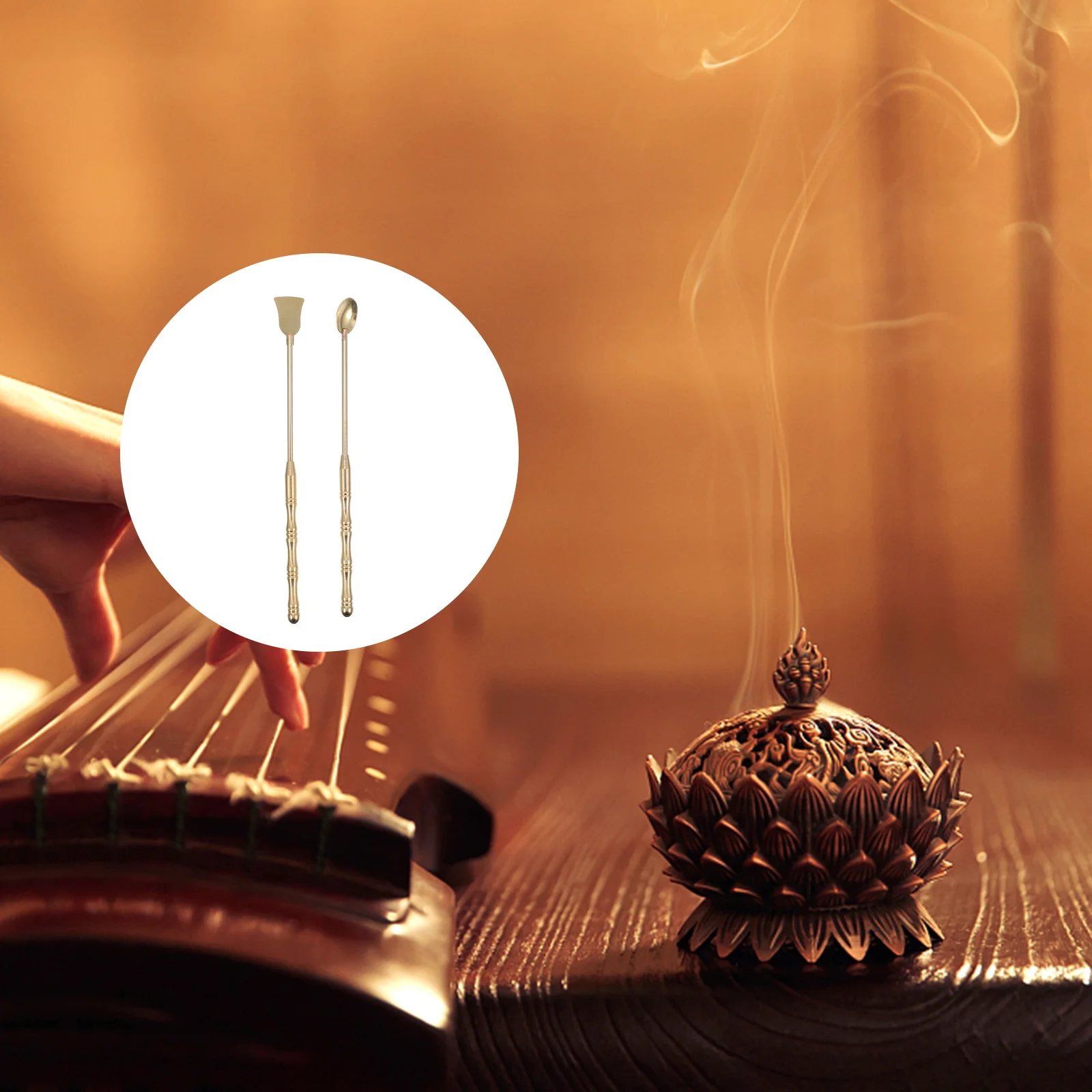 

1Set Copper Incense Spoon Brass High Grade Incense Burner Accessories Ergonomic Handle for Ceremony Home Decoration