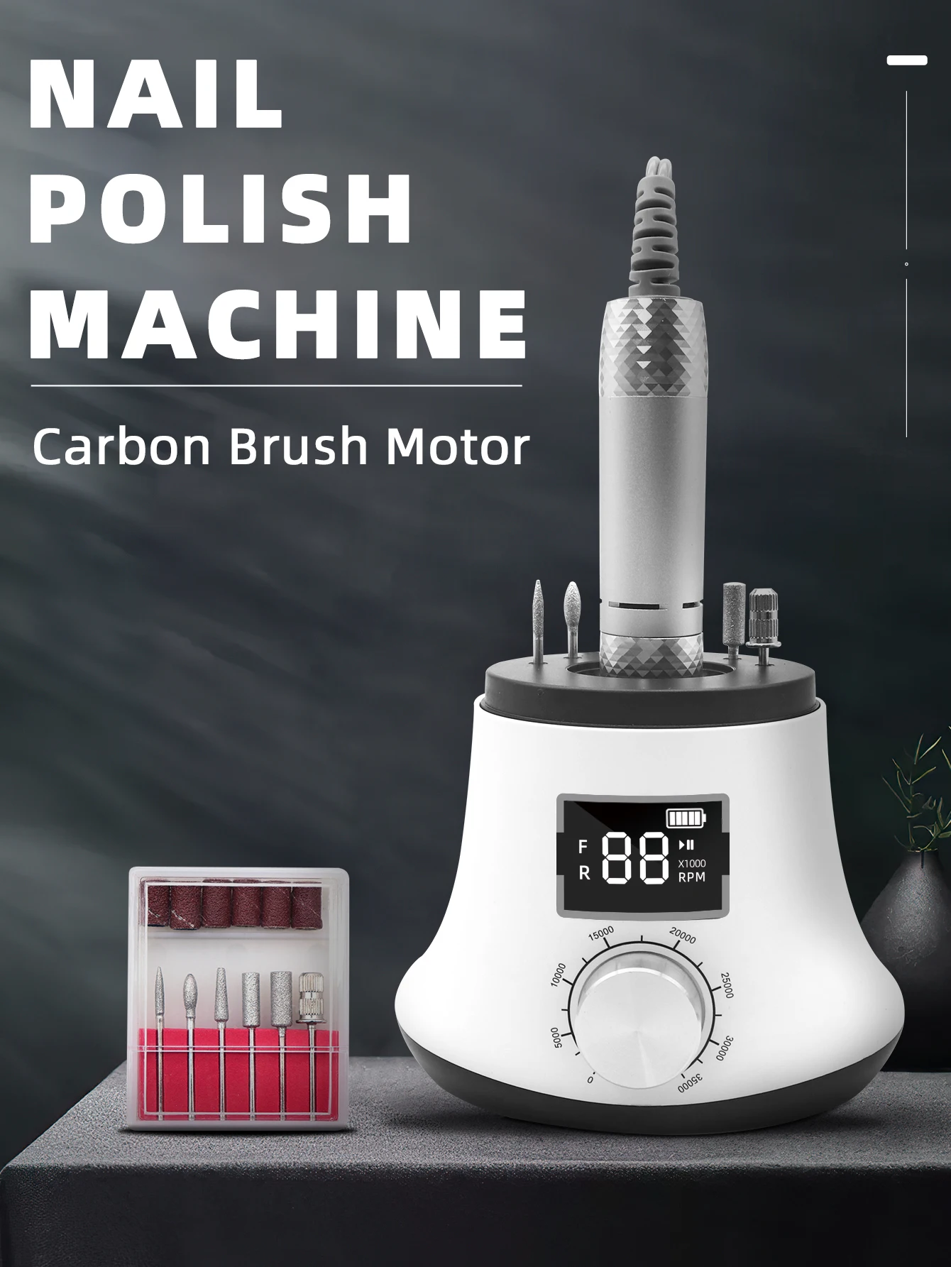 High Speed Adjustable Handle Nail Polisher Portable Rechargeable Desktop All-in-One E File for Nail Polishing Removal