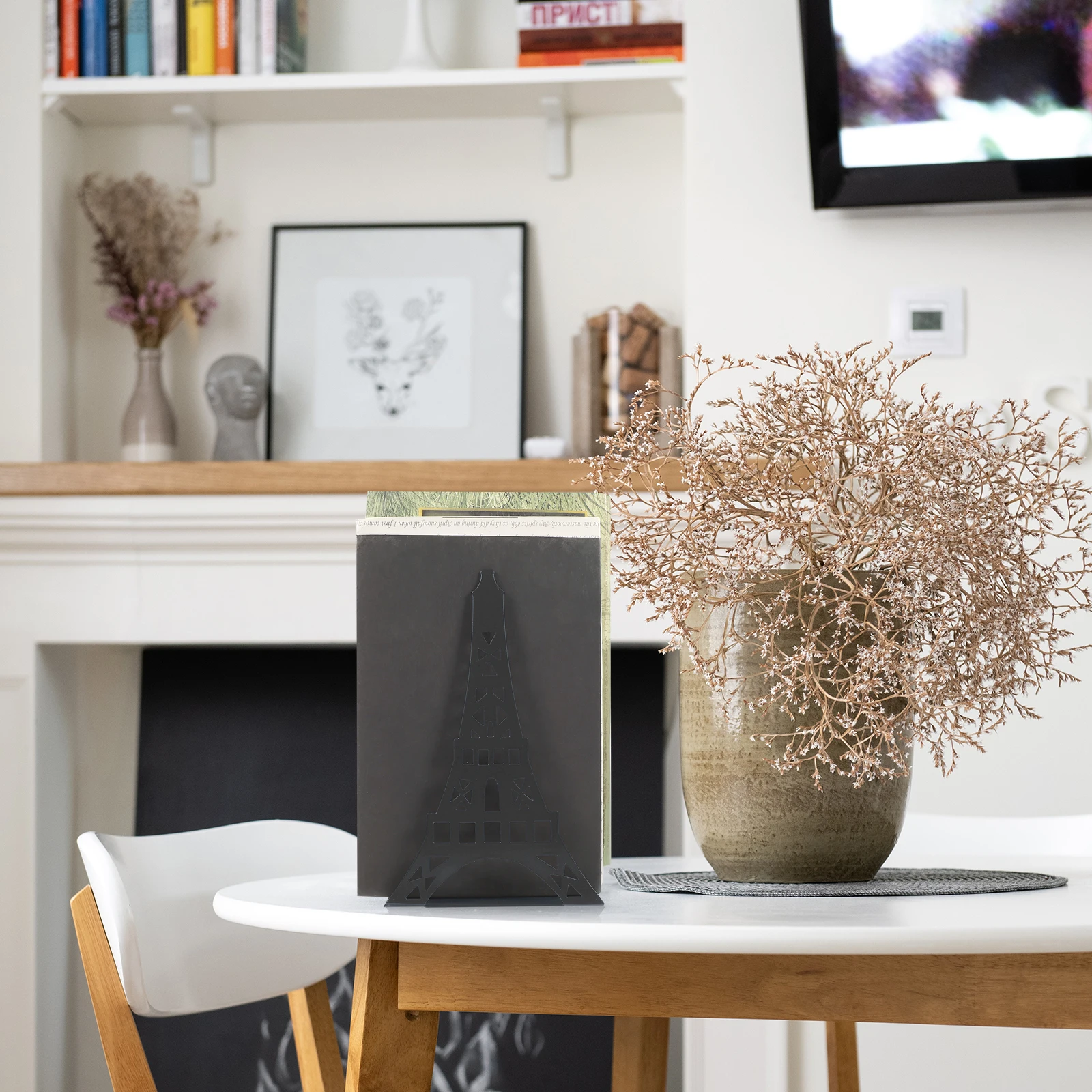 

2pcs Metal Sturdy Desktop Book Holders File Organizer Reusable Bookends Tower Shape Bookends For Office Home Library