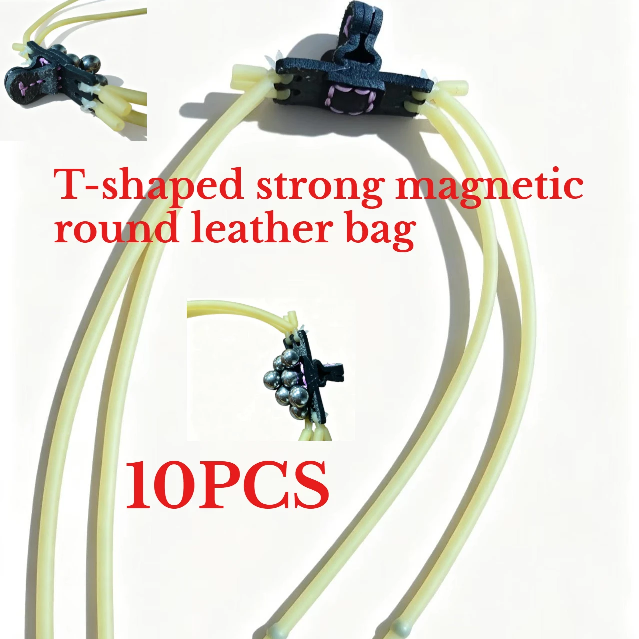 10PCS Outdoor Strong Magnetic Round Leather Bag Hunting Accessories Ultra Fiber Four T-shaped Automatic Bead Suction