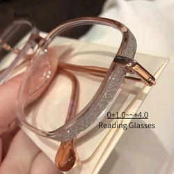 Clear Glitter Reading Glasses Women Men Fashion Anti Blue Light Presbyopic Eyeglasses Hyperopia Optical Eyewear Diopters 안경