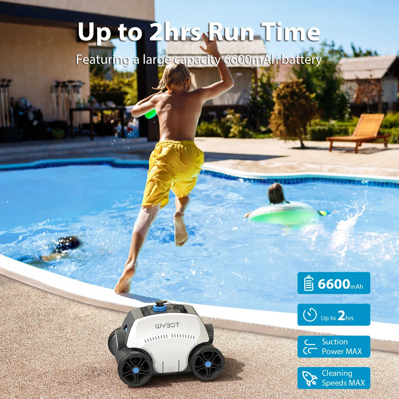 HJ1103-Robot limpiador inalámbrico para piscina, accesorio automático con limpieza automatizada, 2024