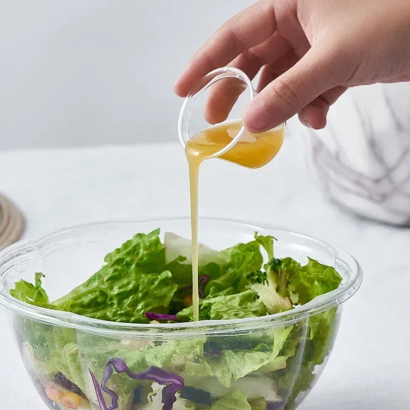 100pcs Disposable Plastic Cup With Lid Clear Sauce Cups Jelly Yogurt Condiment Container Round Ssealed Box Kitchen Accessories