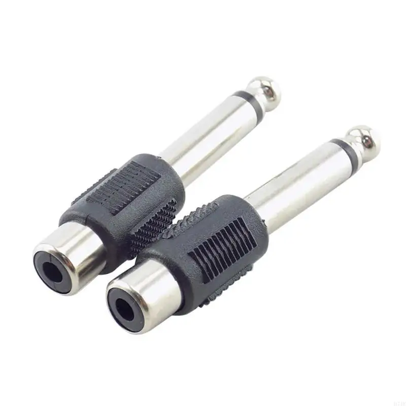 H7JF 1/4in 6.35mm Male Plug to RCA Female Speaker Connector RCA Plug Adapter