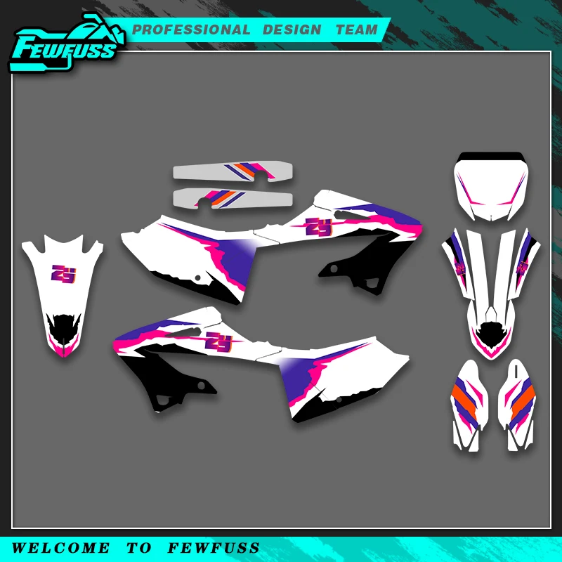 

Fewfuss для YAMAHA YZ125 250 2022 2023 2024, графические наклейки, наклейки для мотоцикла, фон, индивидуальный номер