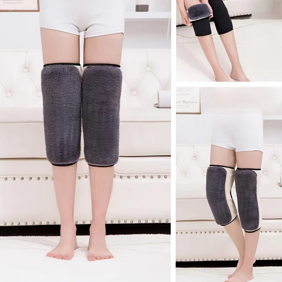 1PC Winter Warm Knee Pad Thickened Plush Two Layer Knee Cover Cold Proof Thermal Adjustable Ski Cycling Leg Warmer Protector