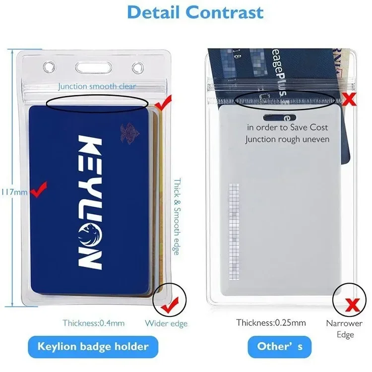 Funda de plástico Vertical de PVC transparente para tarjeta de identificación, funda impermeable para el pecho, suministros para oficina y escuela, 5 piezas