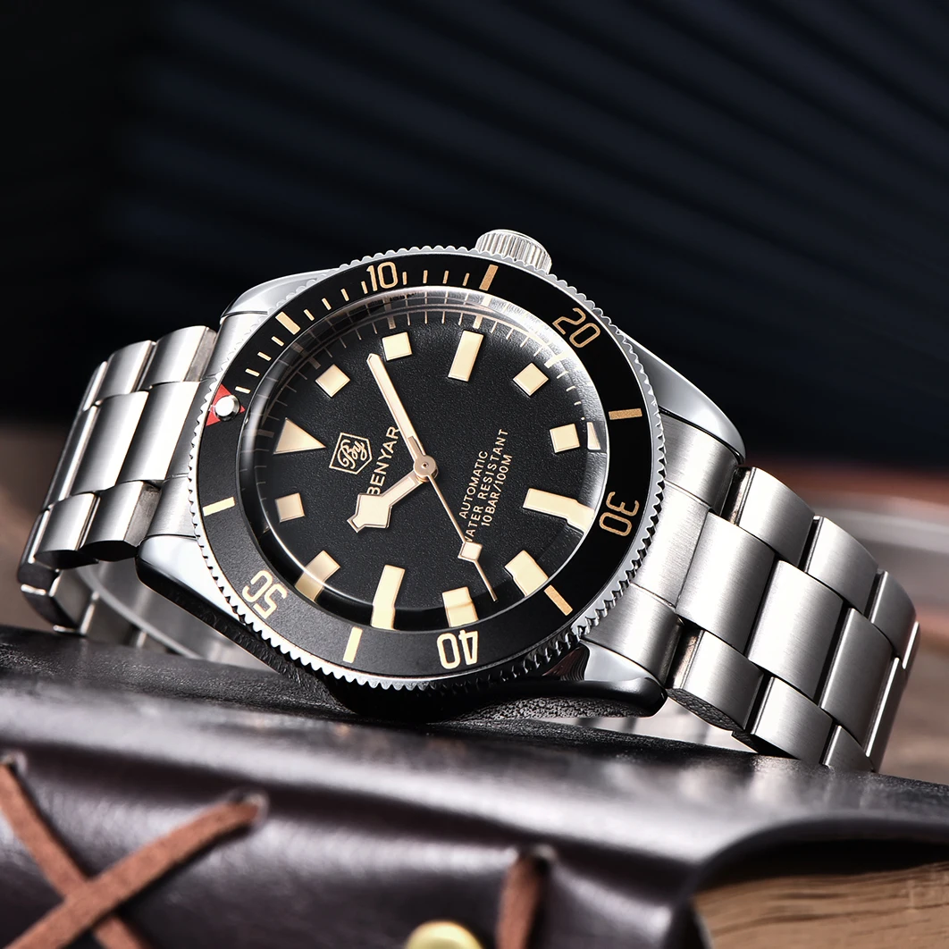 BENYAR 2026 New Men Watches Retro Black Mechanical Automatic luxury watch for men Waterproof Luminous Stainless steel wristwatch view 3