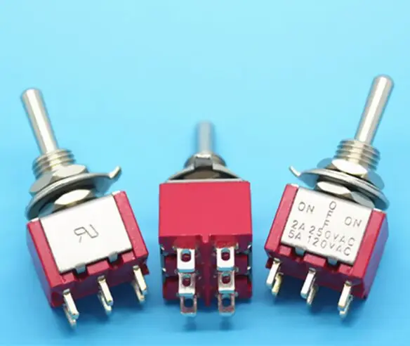 

mini toggle switch 9 pins ON-ON MTS-302 mounting hole 6mm 6A 125V/AC