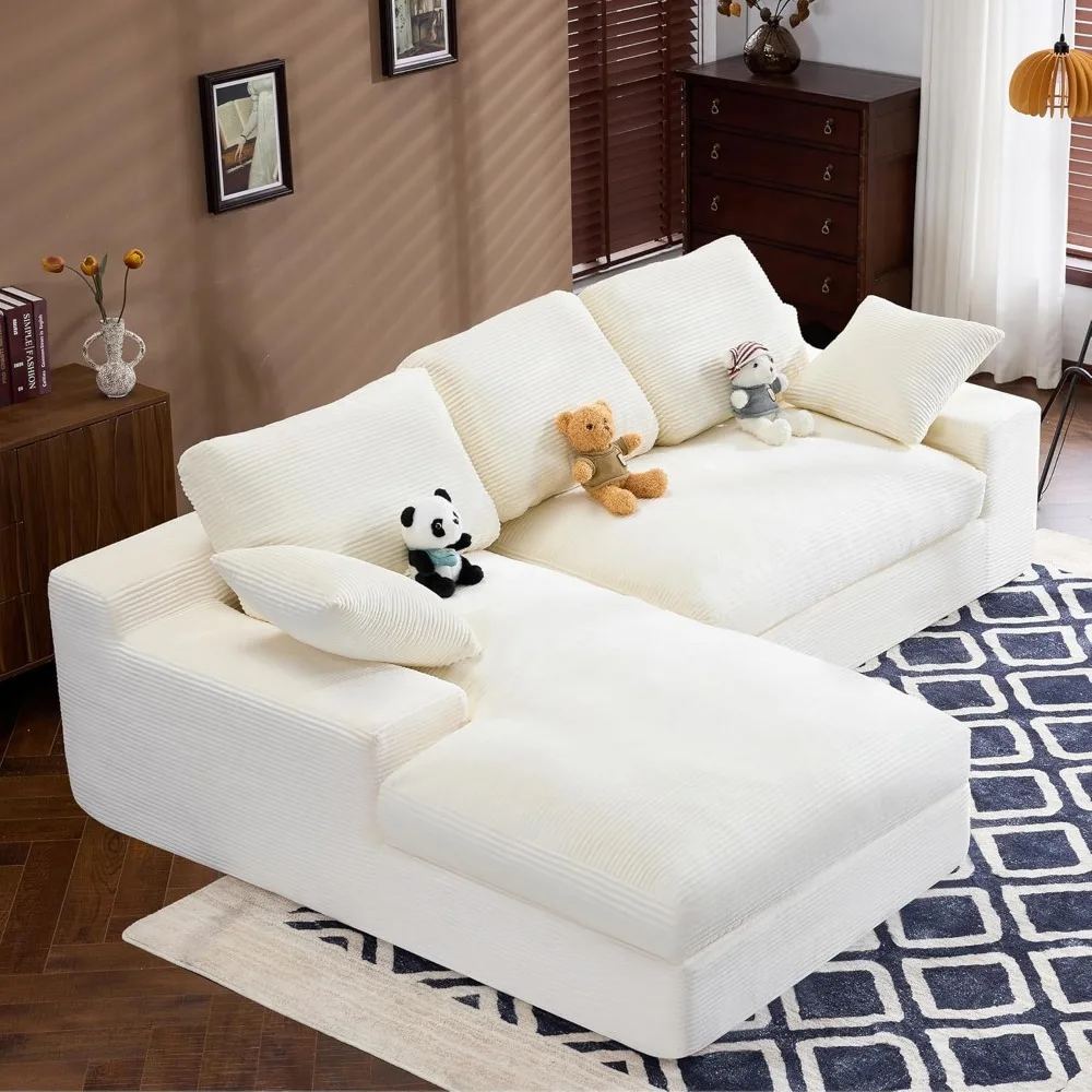 أريكة مقطعية سحابية مقاس 98.4 بوصة مع كرسي، أريكة منجدة حديثة على شكل حرف L مع مقعد عميق، أرائك مقسمة على شكل سروال قصير