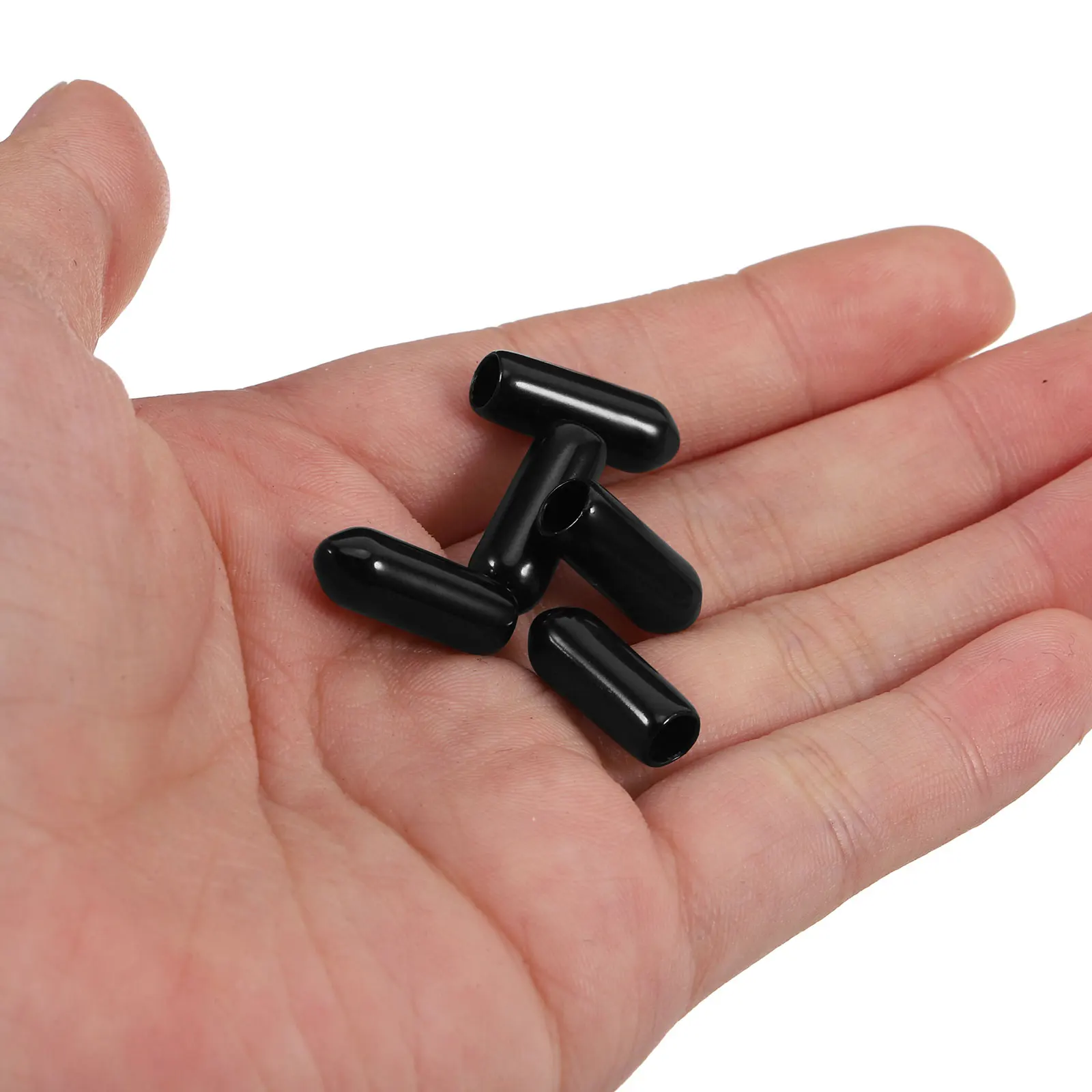 100 قطعة من قبعات الحماية البلاستيكية باللون الأسود 4.5 مللي متر واقيات خيط المسمار المرن لقضيب أنابيب حماية نهاية مسمار الأسلاك الكهربائية