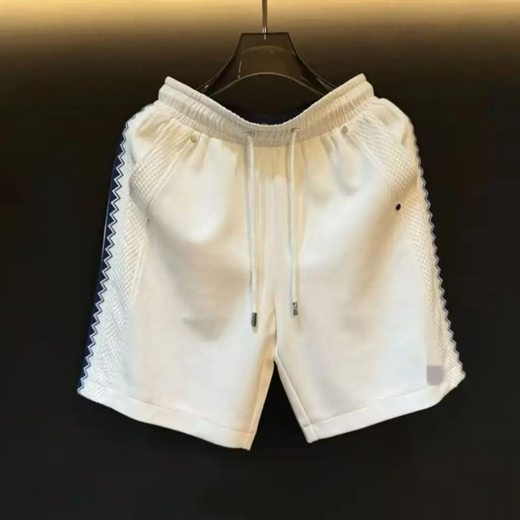 Summer Large Size Embroidered Casual Shorts Men's Loose Fashionable Breathable Five-Part Pants Comfortable Polyester Fiber