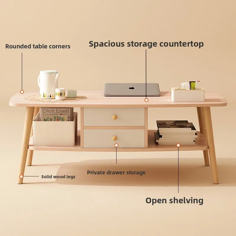 Two Tier Coffee Table Small Apartment Living Room Minimalist Japanese Style Bedroom Tea Table Wholesale Center Table Cofee Table