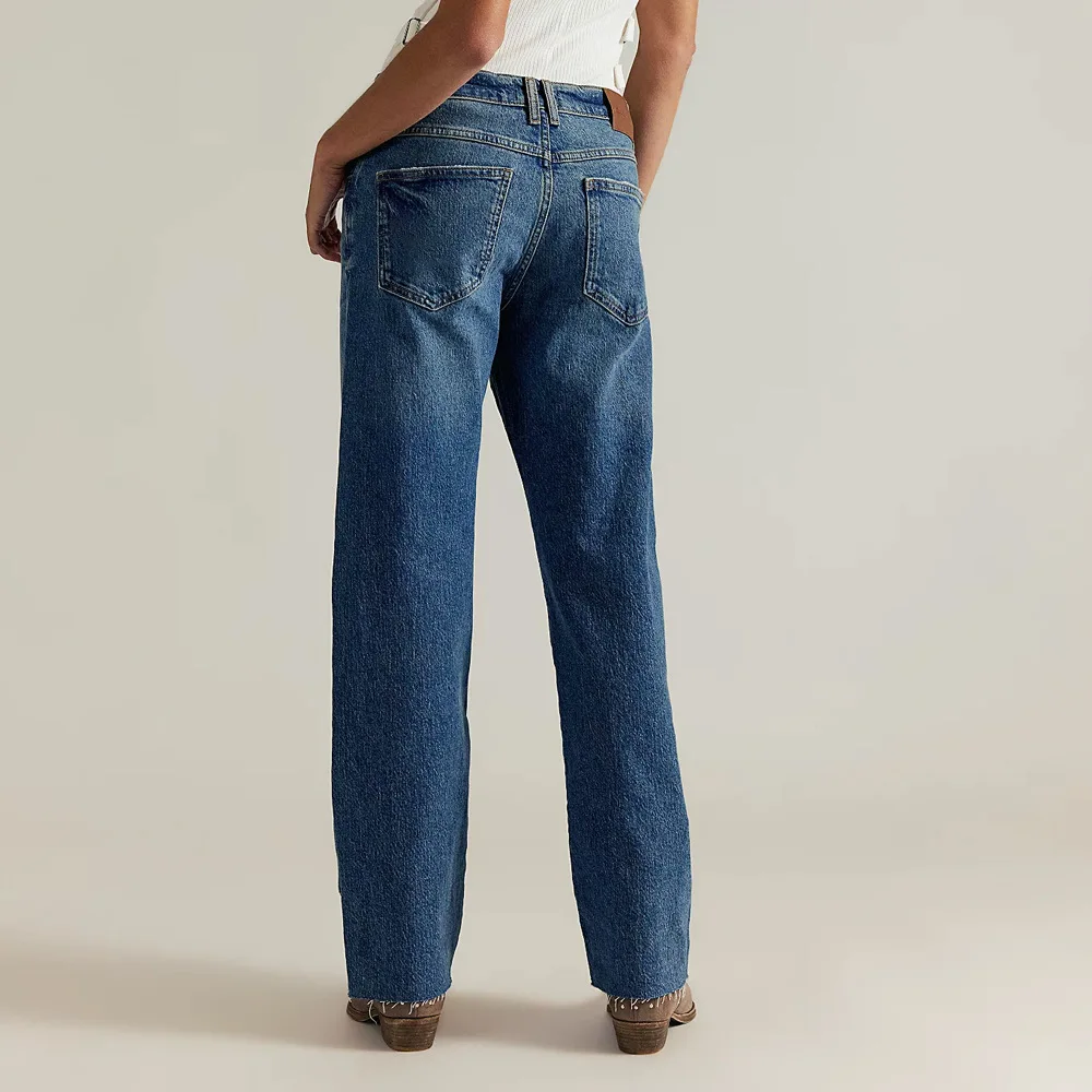 2025 nueva ropa de mujer pantalones vaqueros retro rectos vaqueros de pierna larga simple 5-091701