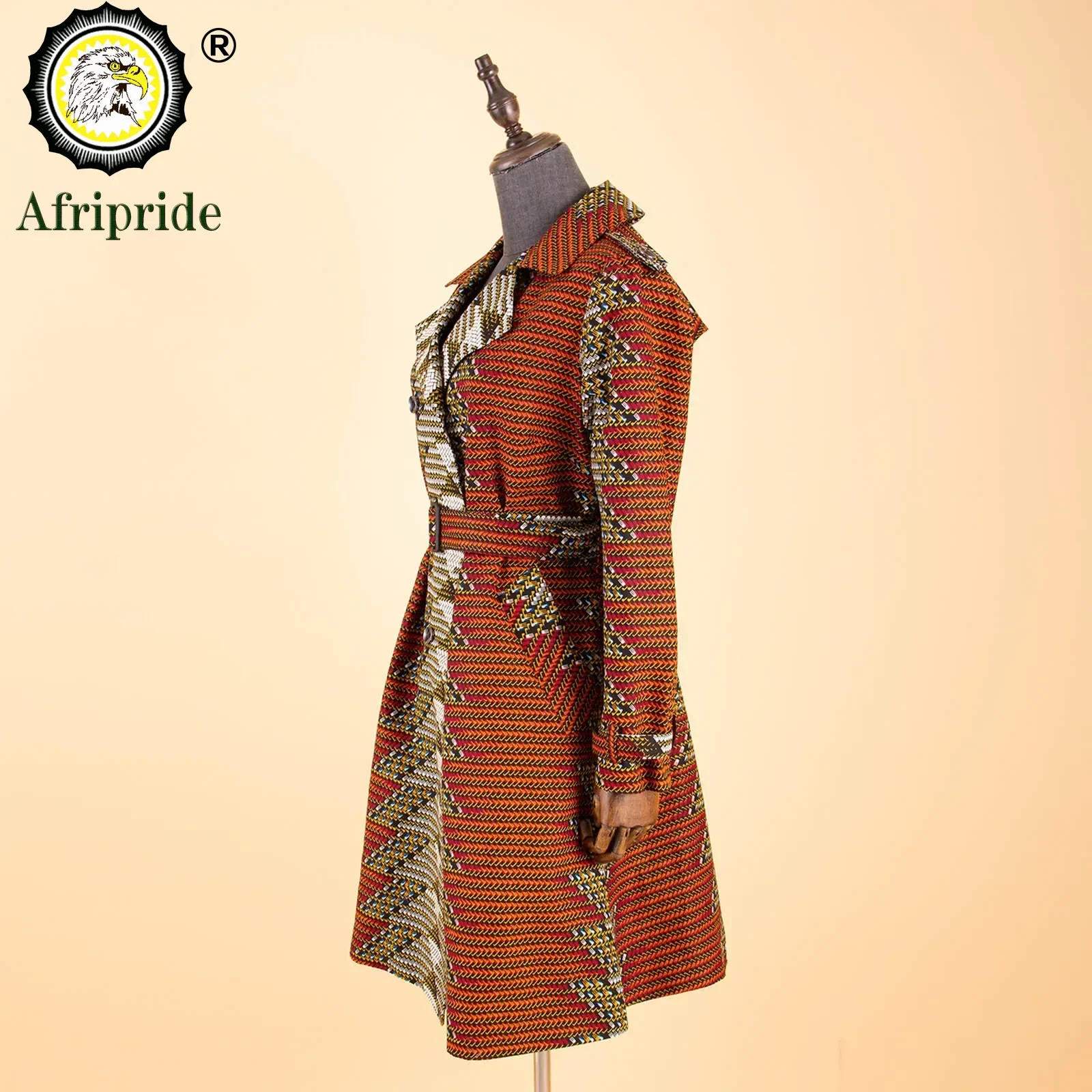 2026African Coats for Women Bazin Riche Ankara Attire Pure Cotton Trench Private Custom Wax Batik Print Trench S1824015