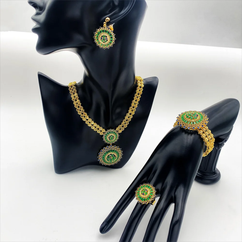 New plated Jewelry Set Bridal Cubic Zirconia for Woman\'s Party Gift Jewelry Sets Nigeria Wedding Jewelry Factory LIBYA