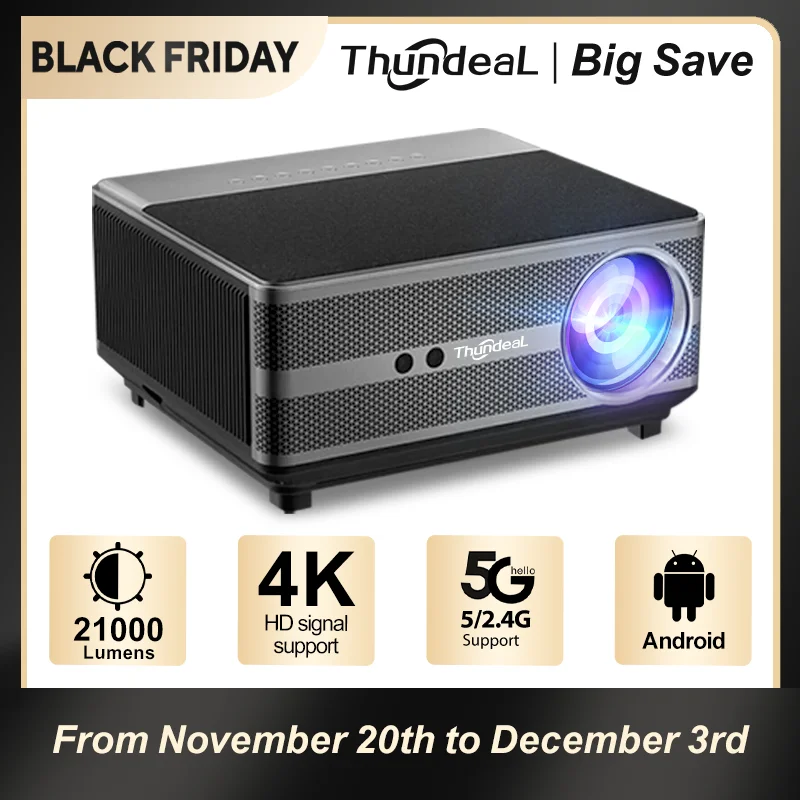 ThundeaL Full HD 1080P proyector TD98 WiFi LED 2K 4K Video película haz TD98W Android proyector PK DLP cine en casa proyector