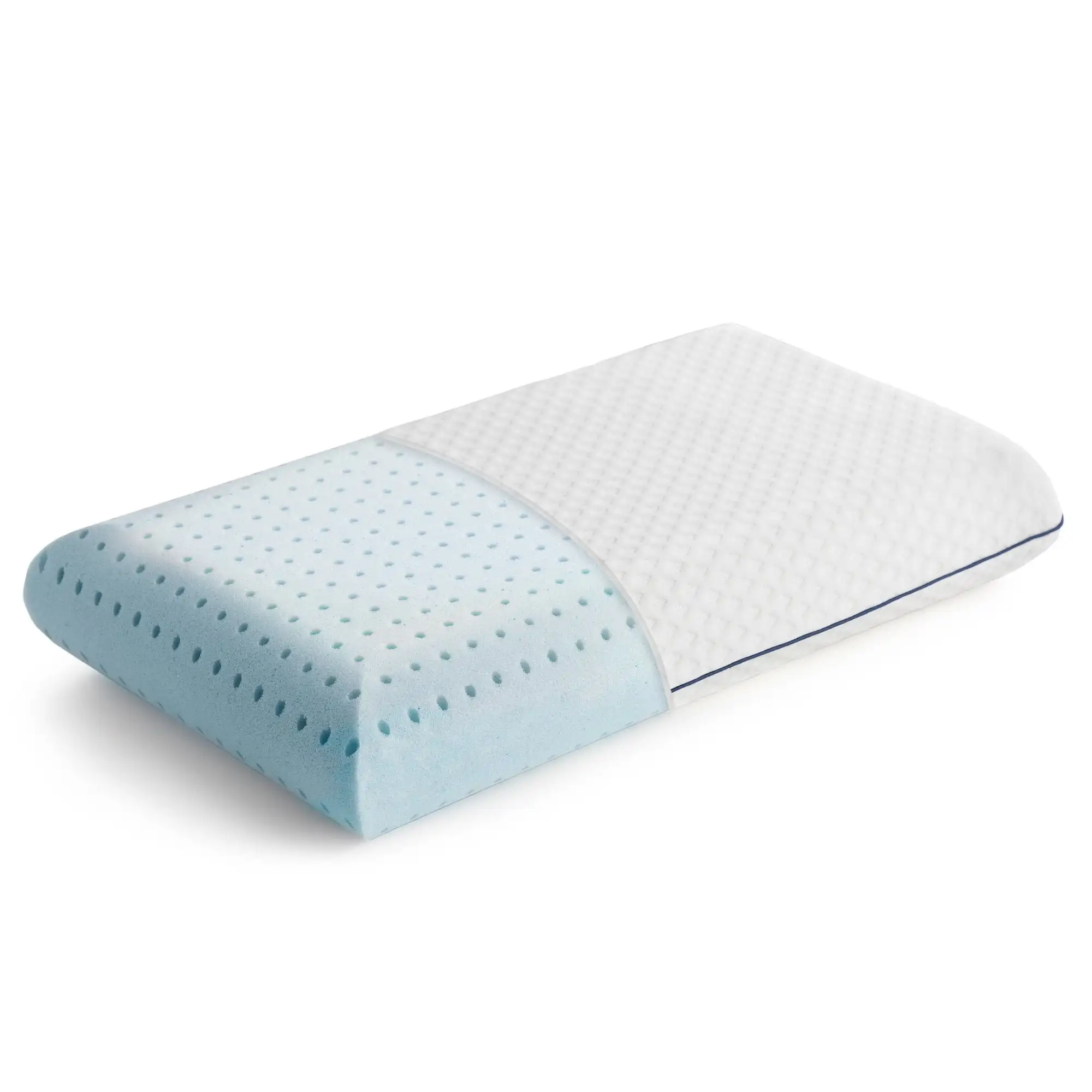 Medium Feel Standard Size Ventilated Gel Memory Foam Bed Pillow, Temperature Regulating Infusion with Washable Cover
