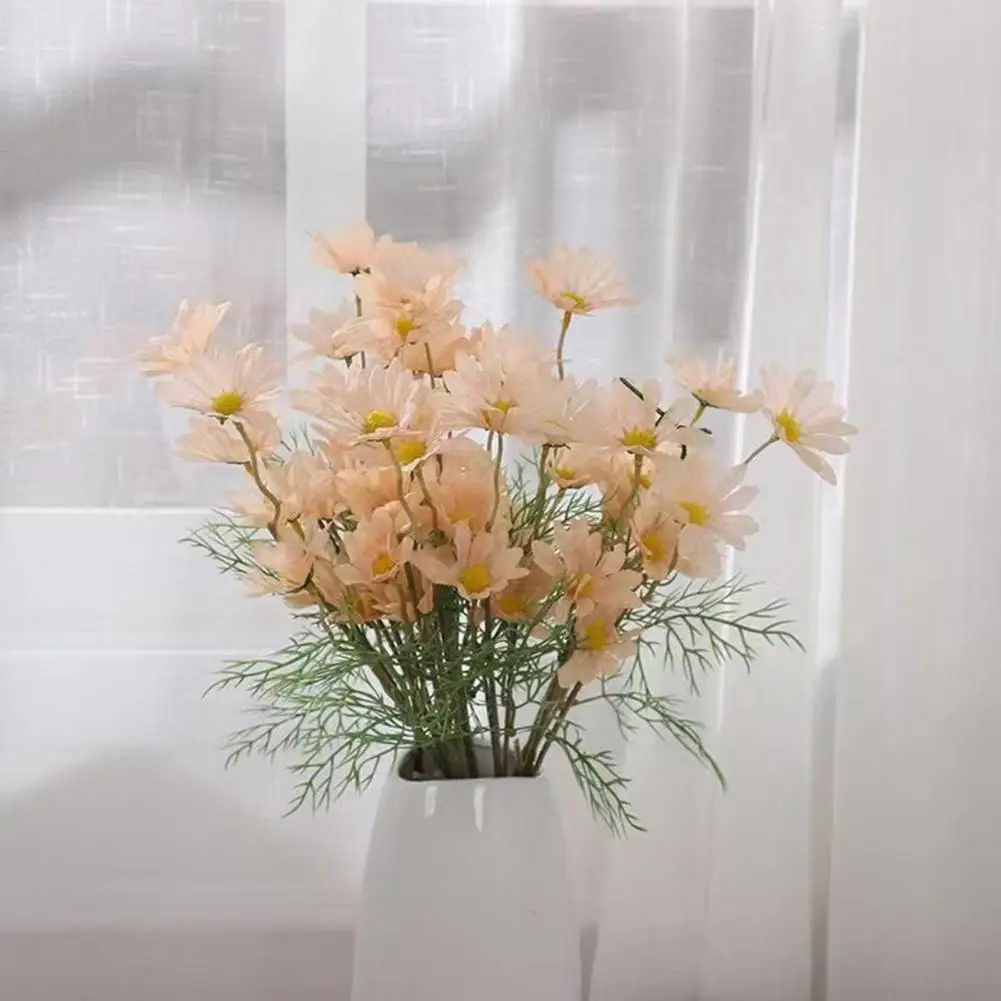 Artificial Daisies Detachable Flower Heads Artificial Flowers Bouquet 5 Heads Faux Silk Wildflowers Spring Floral for Home