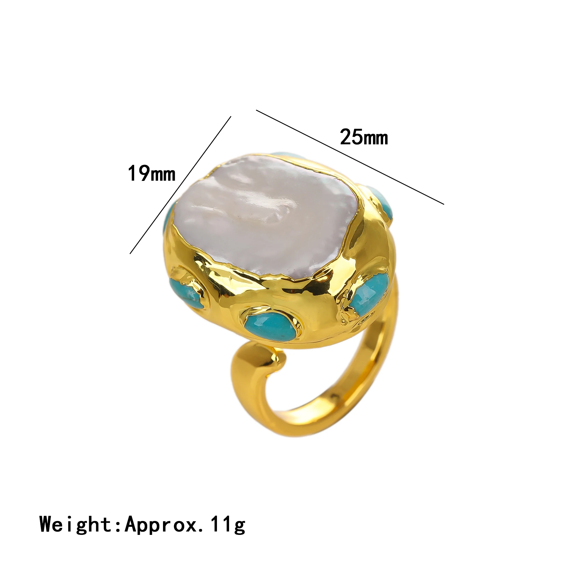 Barock-Perlenring Unregelmäßiger Vergoldeter Ring Luxuriöser Vintage Verstellbarer Fingerring Modischer Damenschmuck für Abendveranstaltungen – Detail 9