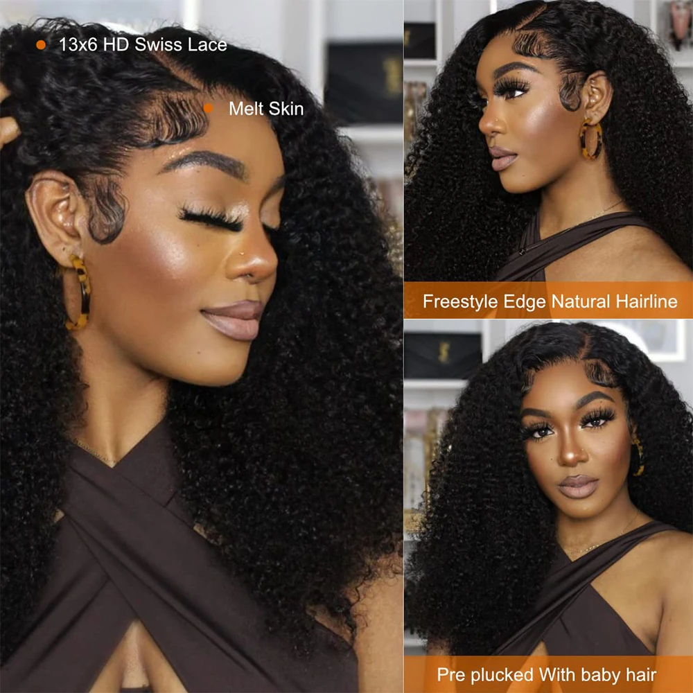 Glueless Wig Human Hair Ready To Wear Kinky Curly 360 Full lace Wig 13x4/13x6 HD Lace Front wig 250 Density Preplucked HOTBABE