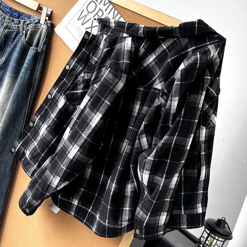 سترة كاجوال أنيقة بنقشة مربعات للرجال لفصلي الربيع والخريف، زي عمل بجيوب وقصة قياسية من مزيج البوليستر والقطن #4