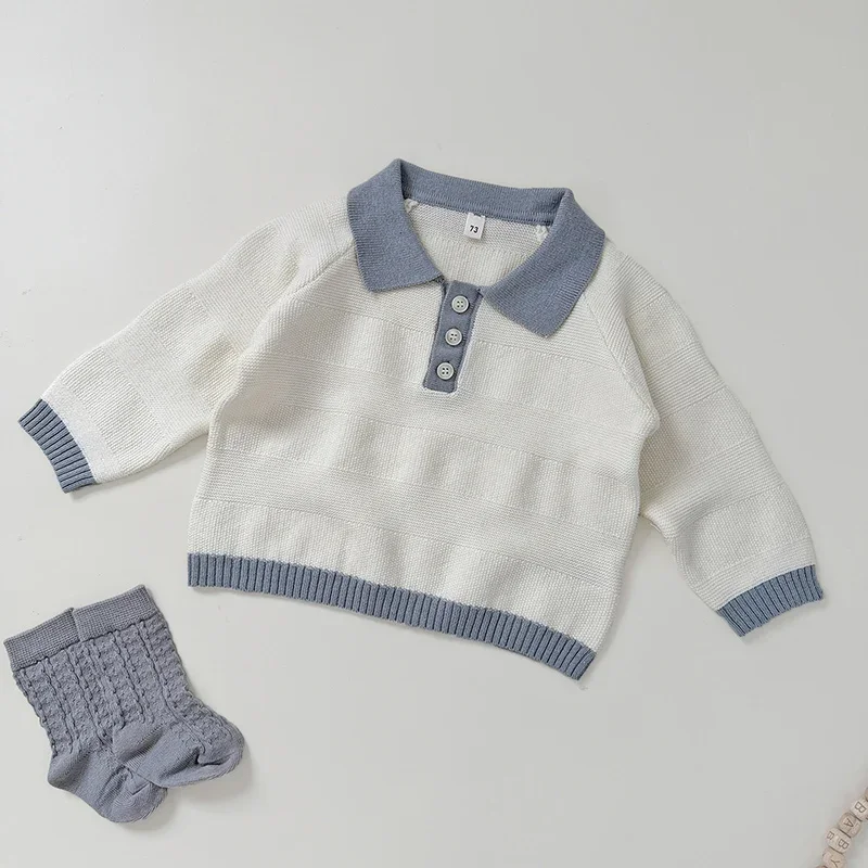 2026 ربيع جديد الوليد الطفل بنات بنين سترة الاطفال طويلة الأكمام بلوفر مغزول القمم الكورية نمط 0-3 سنوات ملابس الأطفال