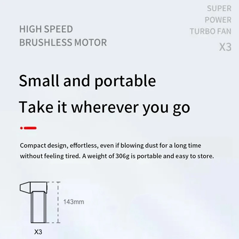 X3 Mini Turbo Violent Fan 130000RPM Powerful Blower LED Turbo Jet Fan 52+M/S Brushless Motor For Keyboard Car Cleaner image 3