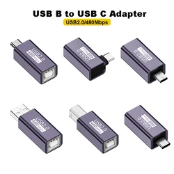 USB to Type C Adapter USB-B Female to Micro USB Male Convert Dc Power Connector for Printer Mobile Hard Disk Drive Paino