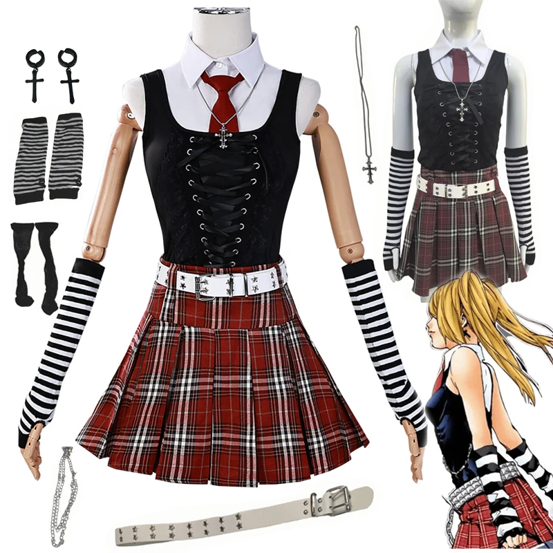 Misa Amane Cosplay Note Death Cosplay Costume Debut Daily Sexy Dress Subculture Necklace Y2K GothLoli Uniform Outfit