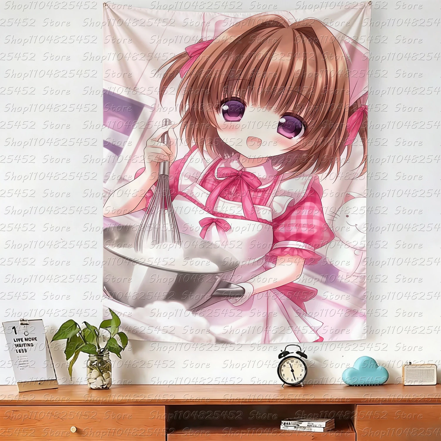 Kawaii Wandteppich für die Heimdekoration, niedlicher Wandteppich, Anime-Wandteppich mit rosa Mädchen-Motiv, süßer Wandteppich mit Mädchen-Motiv