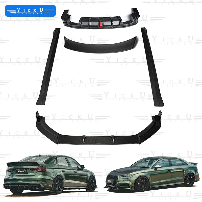 

High Quality Carbon Fiber For Audi A3 S3 2017-2020 Upgrade CMST Style Body Kit Front Lip Spoiler Side Skirts Rear Diffuser