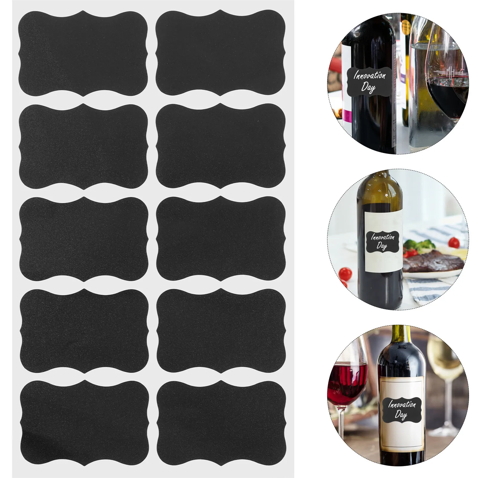

Set 10 Irregular Blackboard Stickers Reusable Adhesive Chalkboard Labels Removable for Bottle Mason Jar Storage