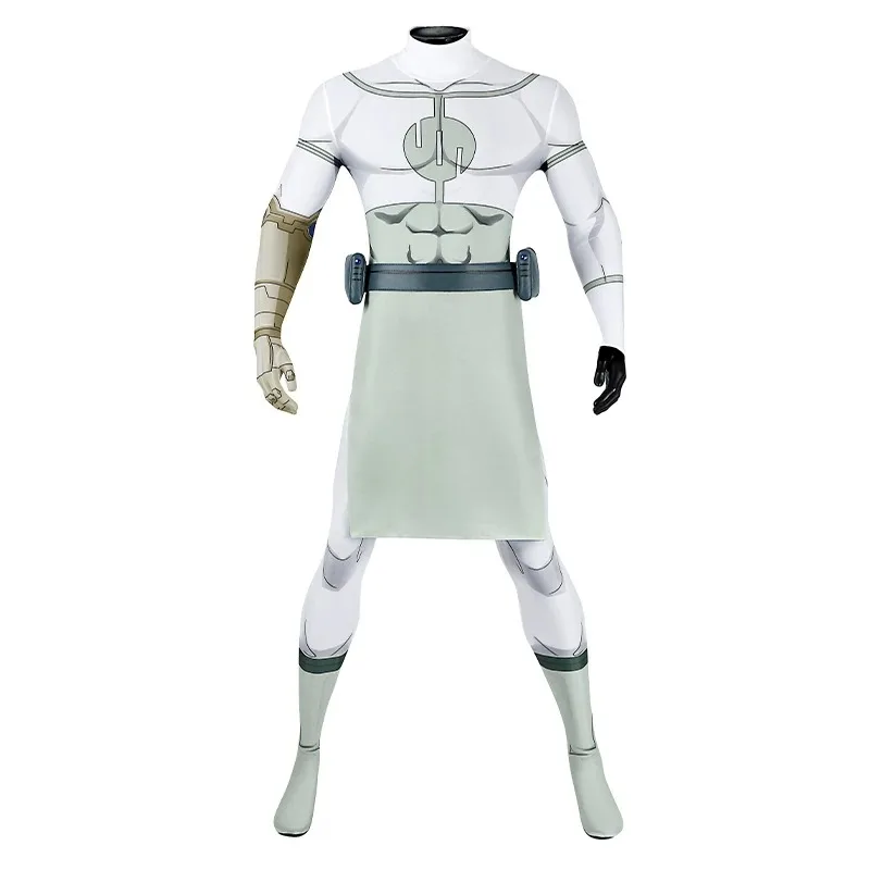 Invincible Omni Man Cosplay Costume Full Body Spandex Unitard Muscle Suit Detachable Cape Gloves Belt Boot Covers For Men Party