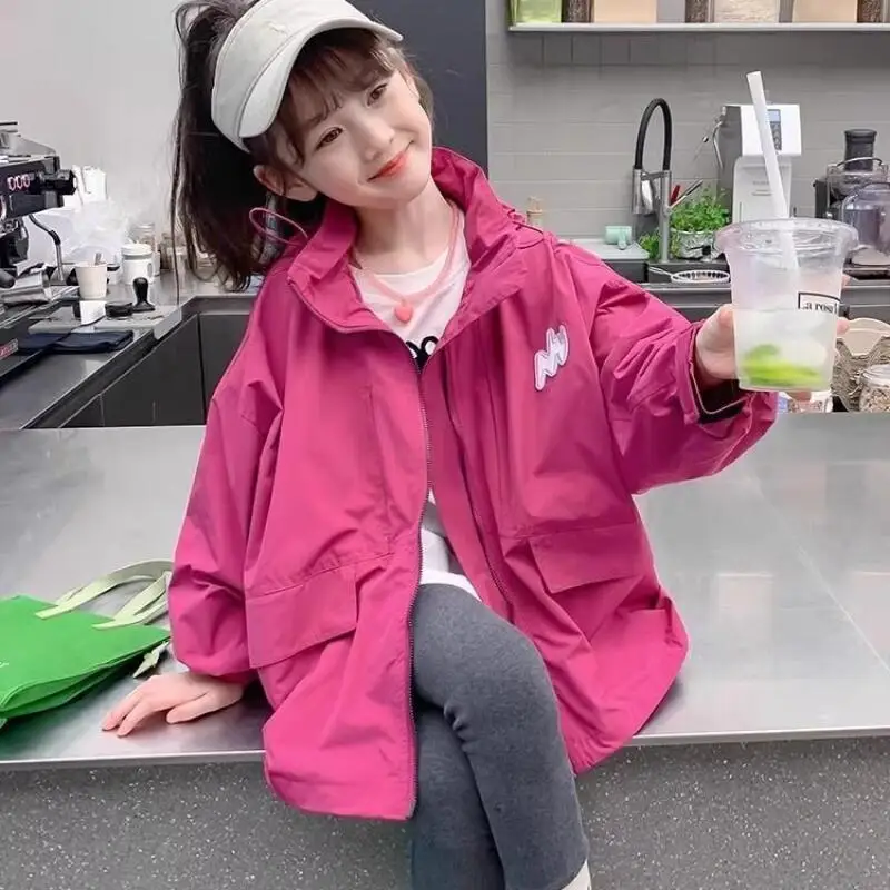 

Kawaii Girl Fashion Sports Hooded Outdoor Jackets Student Autumn Cartoon Casual Windproof Zip-Up Jacket Tops Children's Clothing