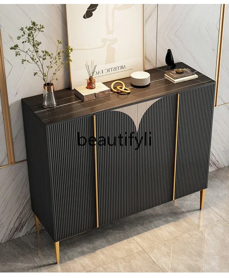 N178 G Muebles italianos, zapatero de cuatro puertas de lujo liht, puerta de entrada divisoria, vestíbulo de entrada, gabinete de losa de roca