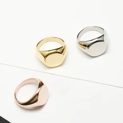 4/5/6/7/8/9/10/11/12 Stainless Steel Round Smooth Surface Ring Plated 18K Gold Color Men Women Finger Jewelry  Drop Shipping