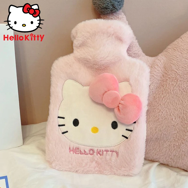 New Sanrio Hello Kitty Cinnamoroll Kuromi Portable Removable Hot Water Bottle Cute Cartoon Warm and Soft Girls Christmas Gift