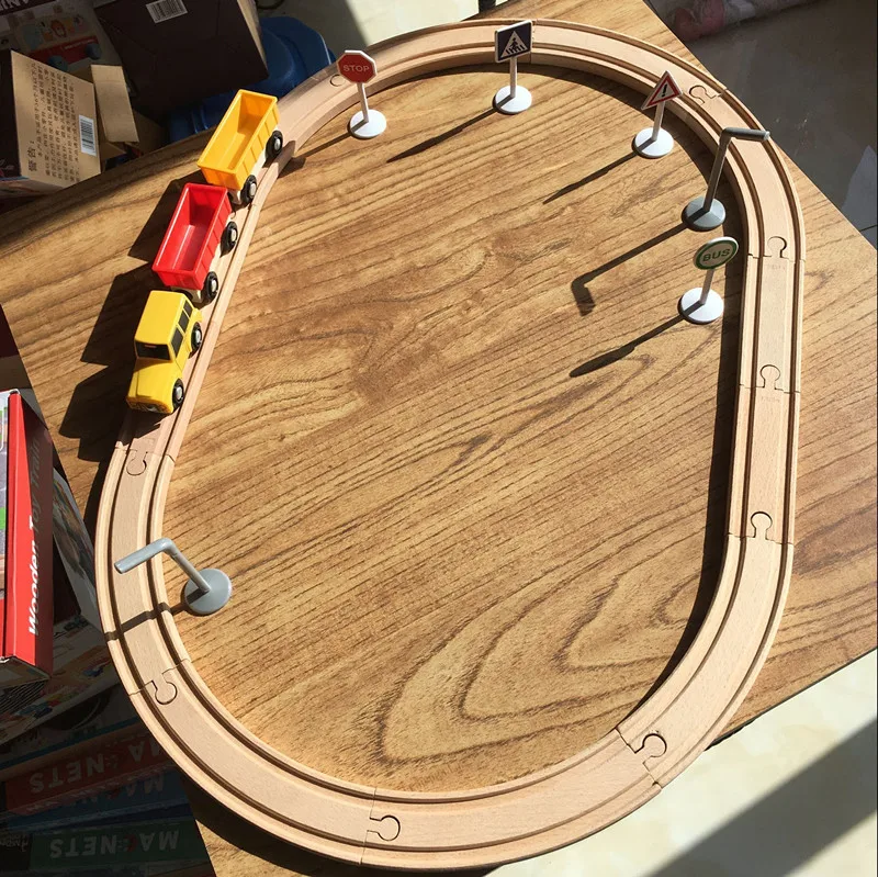 Estación de ferrocarril, tren, pista de ferrocarril, ranura, paquete de combinación básica, juguete para niños para desarrollar diversión en la familia, apto para pista de madera Pd76