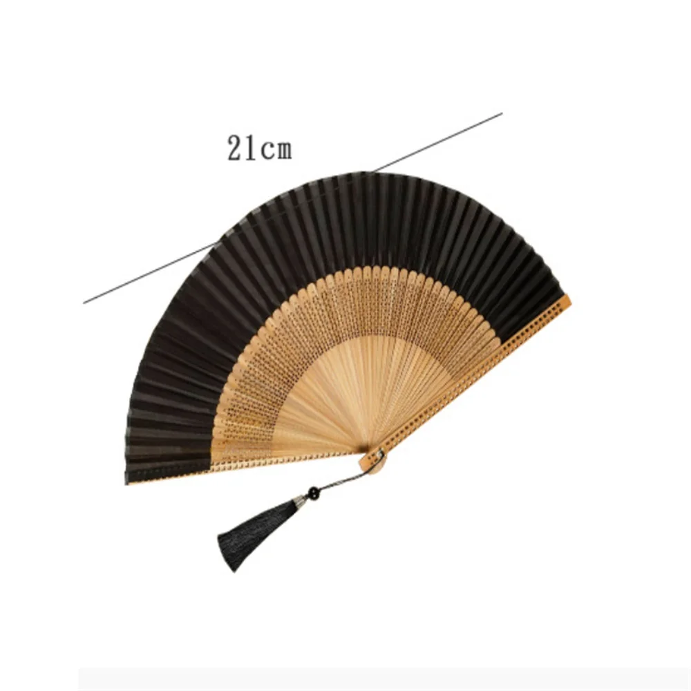 Carved Bamboo Folding Fan Wedding Party Dance Hand Fan Prop Home Decor Chinese Art Craft Wooden Vintage Hollow Antiquity Fan