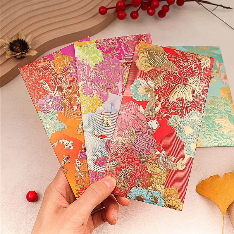 

✉6pcs New Red Envelope Universal Creative Koi High-end Envelope Wallet Spring Festival Wedding Lucky Blessing Red Envelope