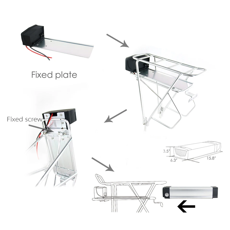 Lithium Battery Rear Rack Bicycle Carrier Bike Luggage Cargo Rear Rack Ebike Battery Case Double Layer Luggage Rack