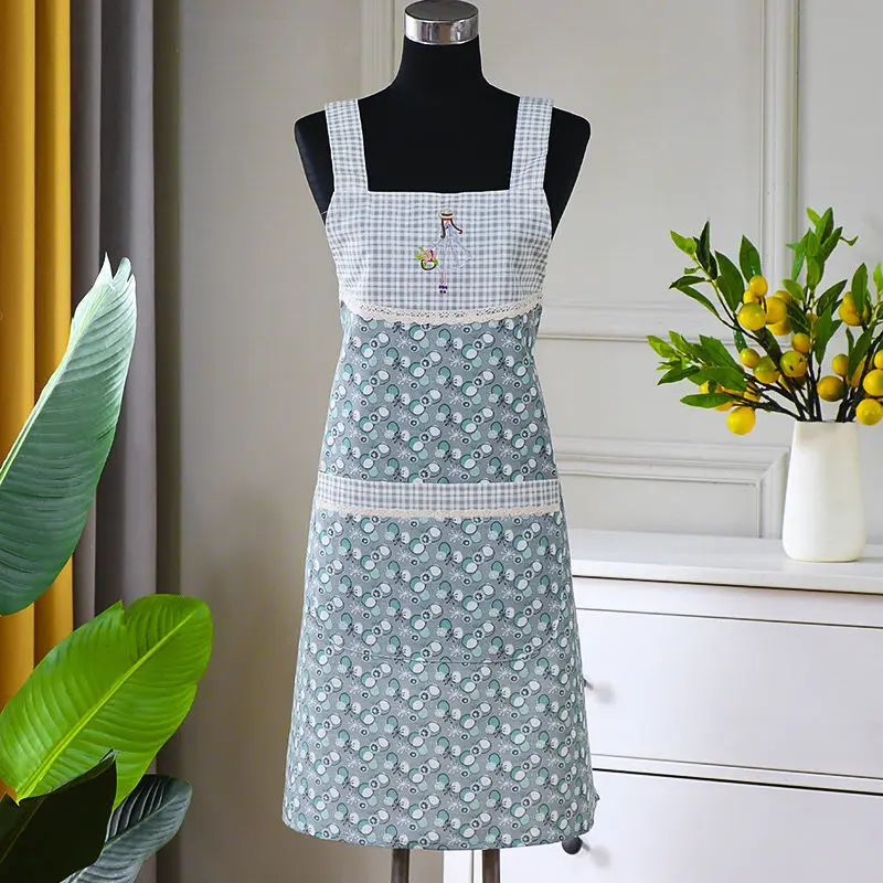 New Light Luxury Apron Women Fashion Kitchen Restaurant Work Home Dustproof Cute Slim Sleeveless Apron Kitchen SuppliesChefApron